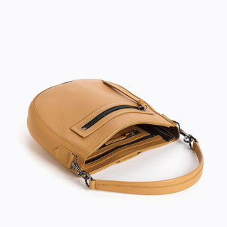 M camel nylon gathered crossbody bag